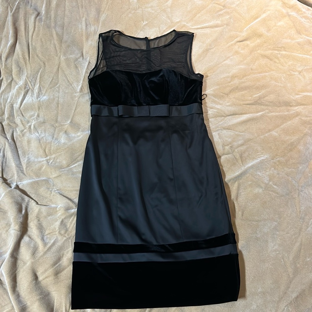 black with sheer and velvet accents